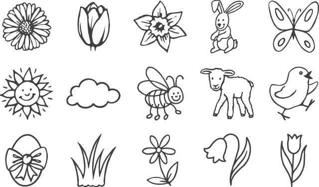 Frühlingsstempelset, 15-teilig