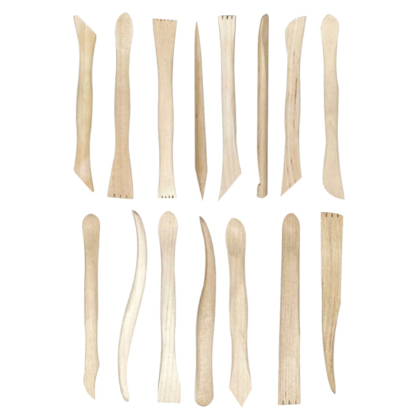 Wooden modeling spatulas, set of 15.